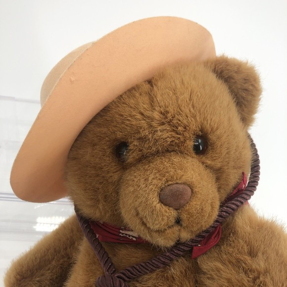 Cowboy Teddy Bear Plush Hat Neckerchief Large 20" Velour Feet Soft No Tag *FLAW - Picture 2 of 12
